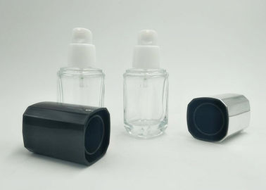 garrafas mal ventiladas de vidro transparentes da bomba 30ml com empacotamento cosmético do tampão